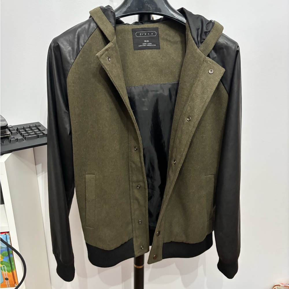 21men Olive and Black Bomber Jacket